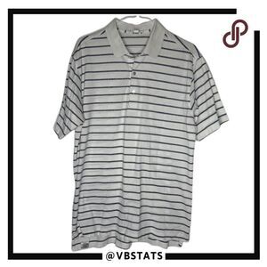 Peter Millar‎ Men's Striped Short Sleeve Polo Shirt White Black Size Medium